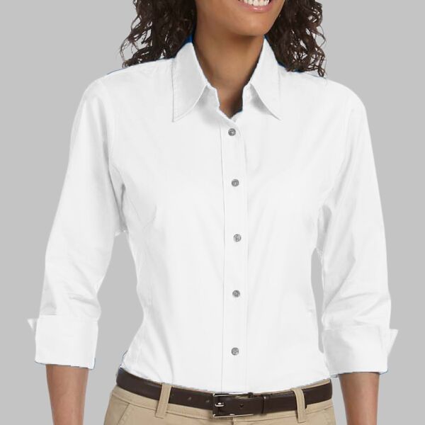 Ladies' Perfect Fit™ Three-Quarter Sleeve Stretch Poplin Blouse Thumbnail